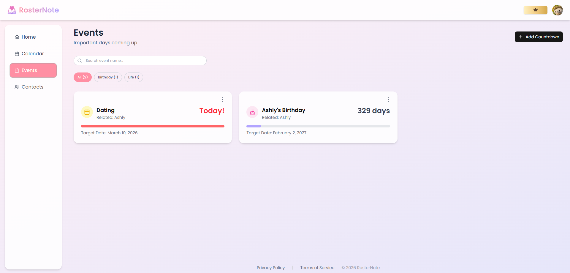 Roster Note - Screenshot 4 showing product features and functionality