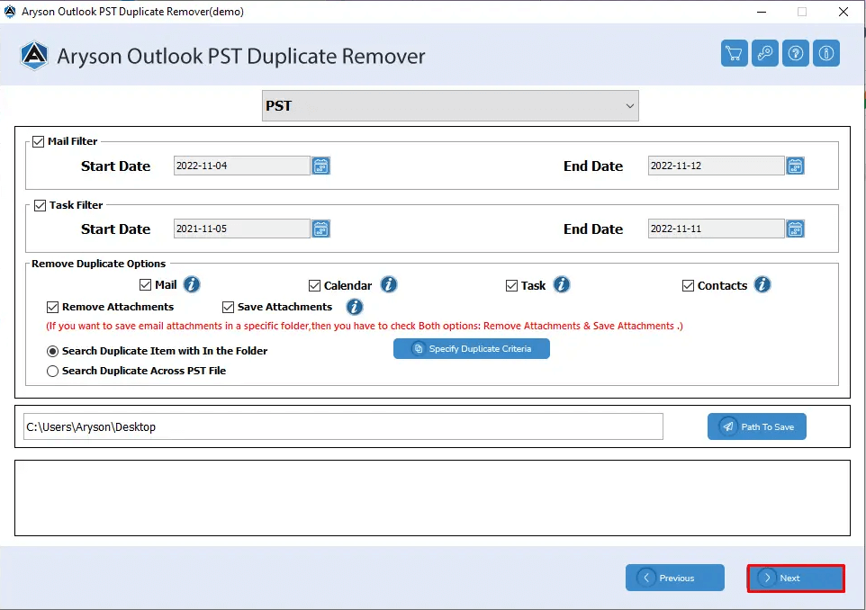 Outlook PST Duplicate remover media 3
