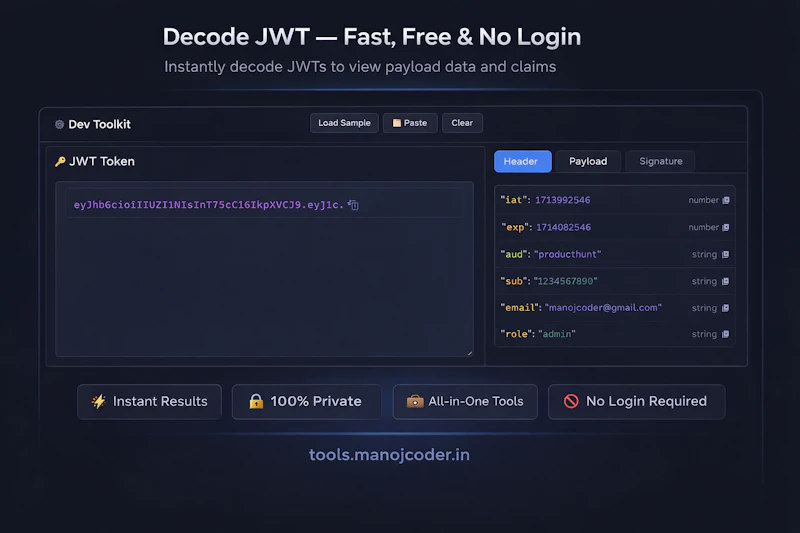 Dev Toolkit — Fast, Free & No Login screenshot 1