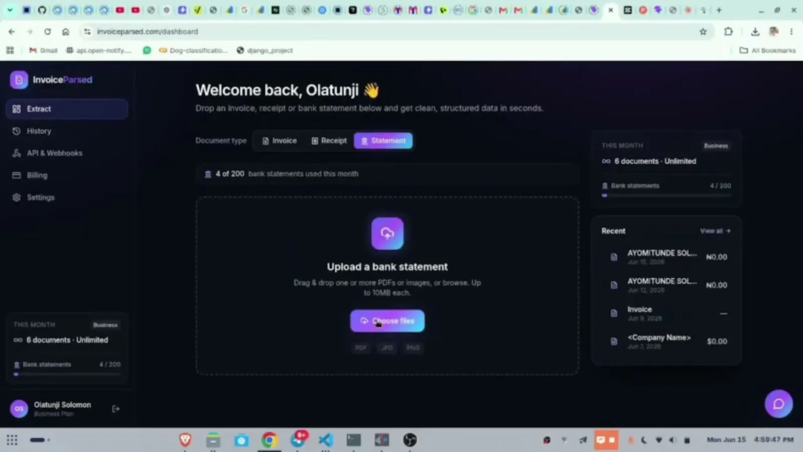 InvoiceParsed screenshot 1 (video preview)