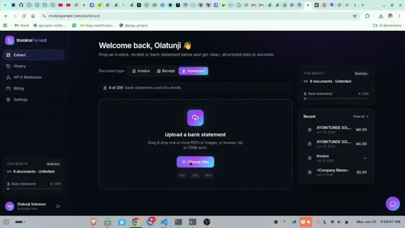 InvoiceParsed screenshot 1 (video preview)