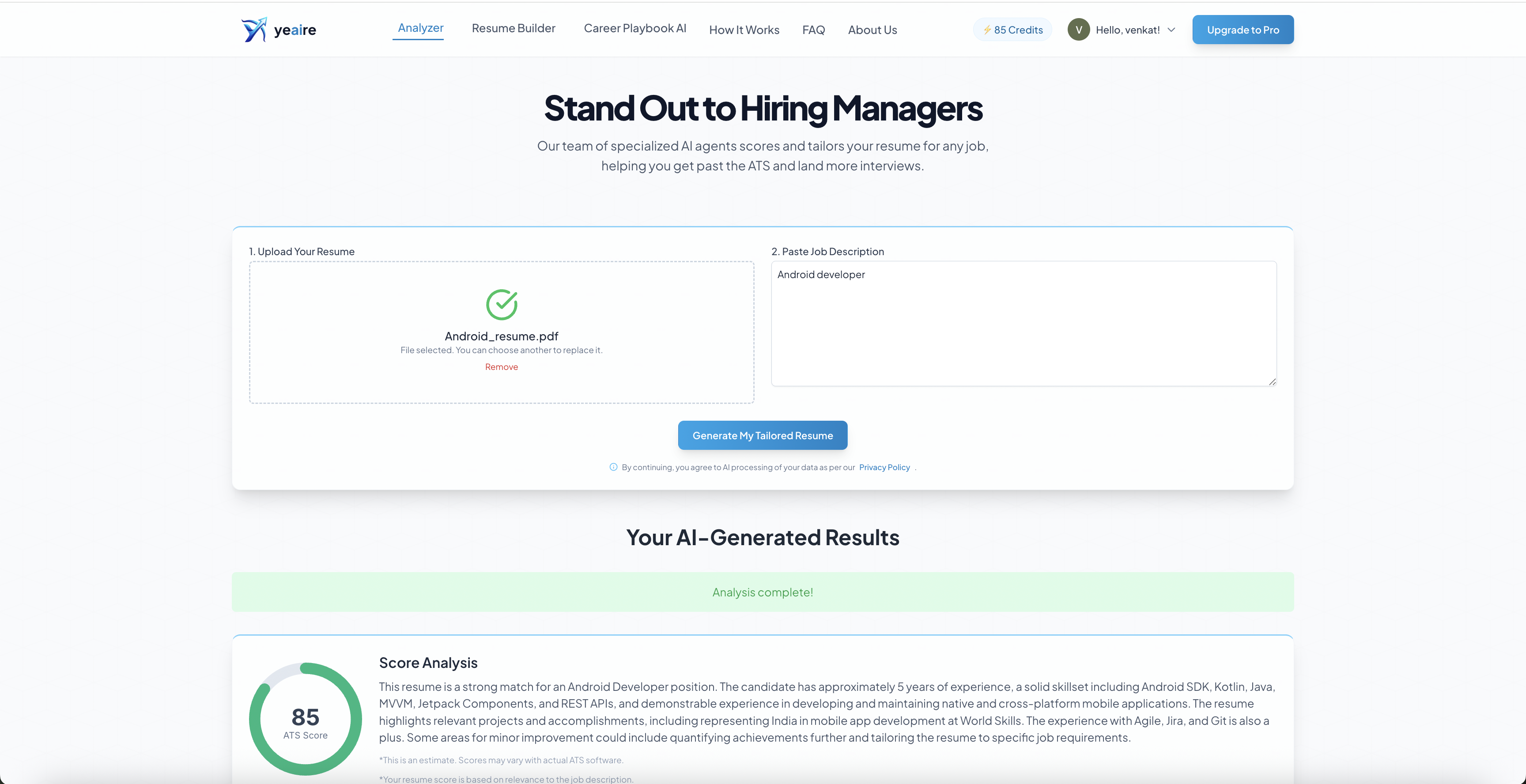Yeaire - Main product screenshot demonstrating key features and user interface