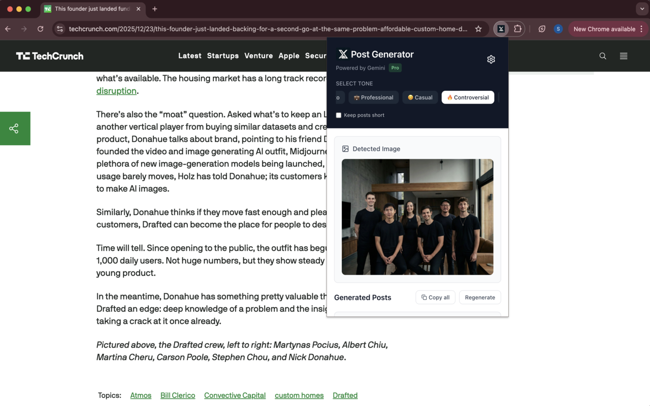 X Post Generator - Screenshot 3 showing product features and functionality