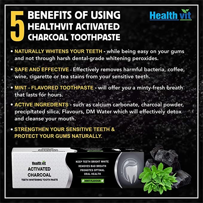 HEALTHVIT CHARCOAL ACTIVATED TOOTHPASTE gallery image