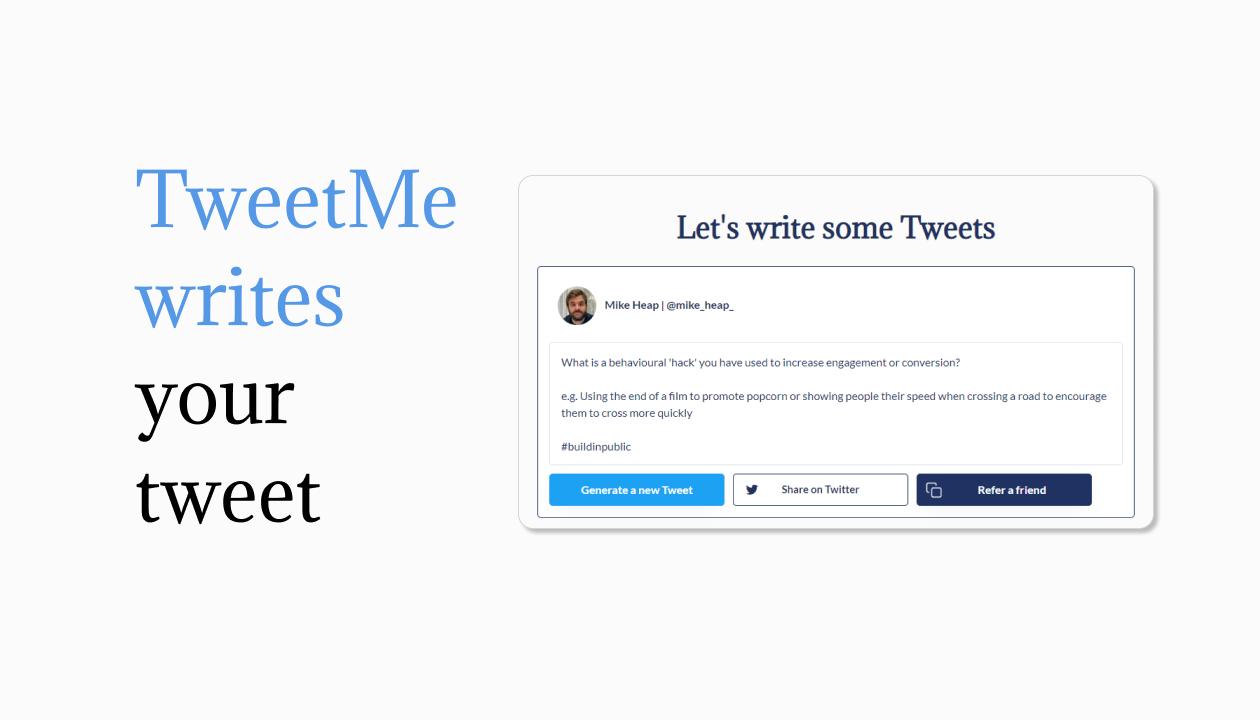TweetMe - The AI tweet writer that writes like YOU, no generic stuff |  Product Hunt