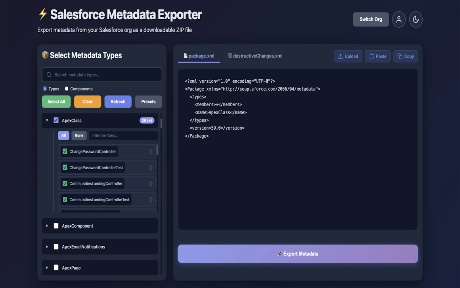 Salesforce Metadata Exporter screenshot 5