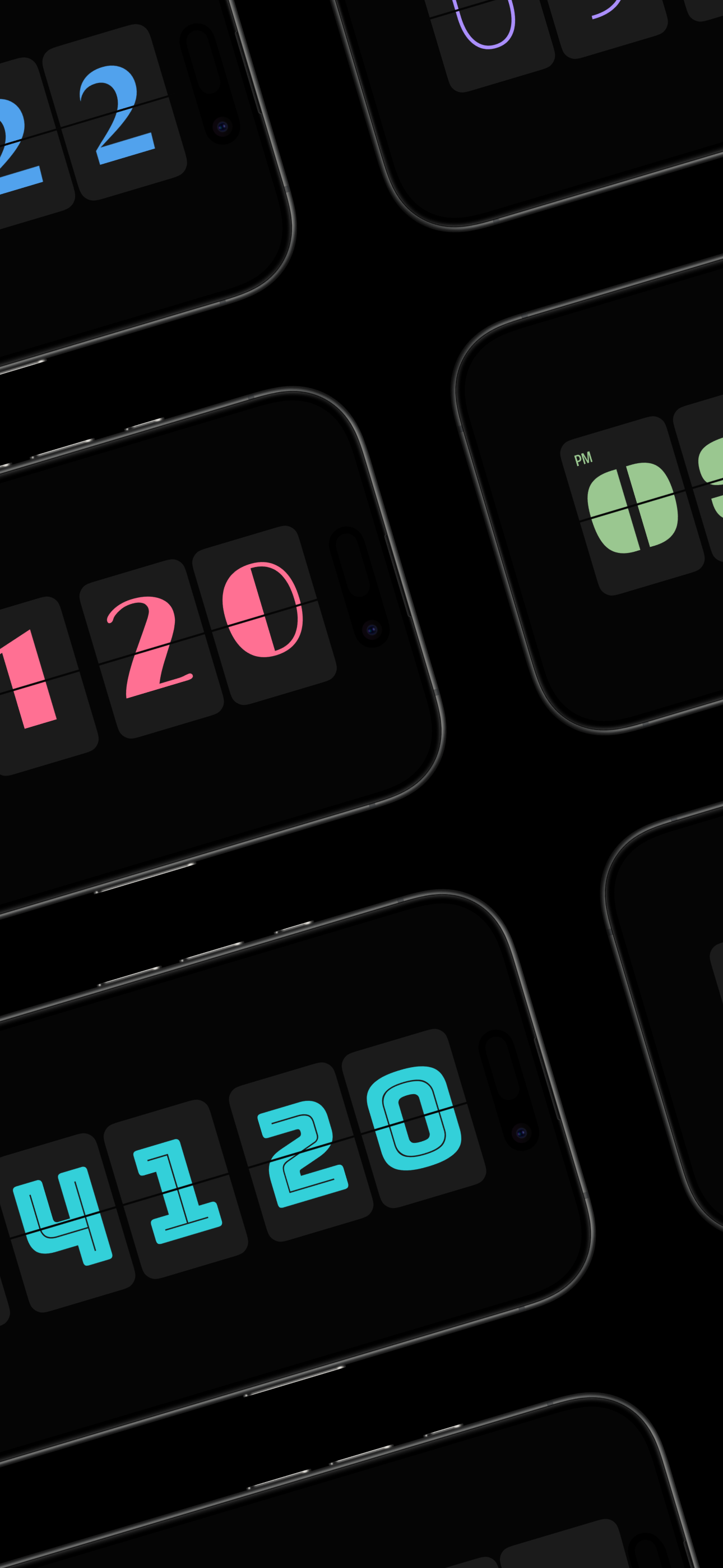 وسائط Flip Clock - عنصر واجهة المستخدم - الوجه الحد الأدنى على مدار الساعة مع خطوط مخصصة ولون 3