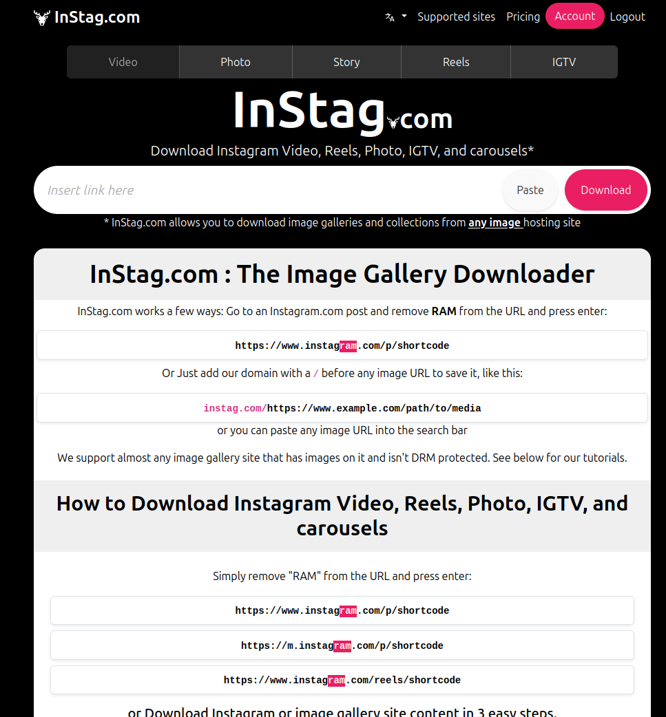 Media InStag.com - Muat turun video Instagram, Reels - Instagram Downloader 2