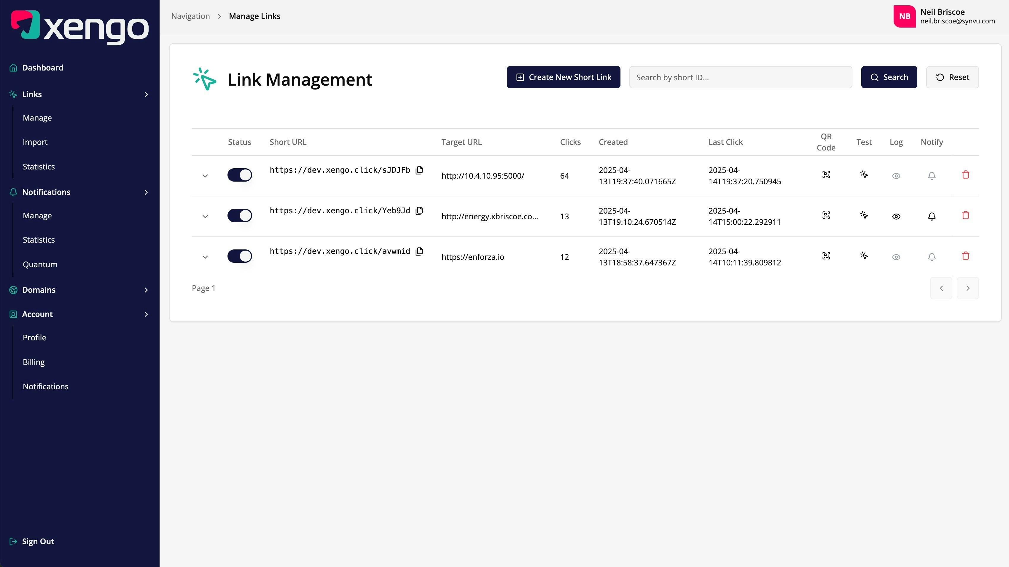 xengo.io - 실시간 알림이있는 스마트 URL 및 QR 코드 미디어 2