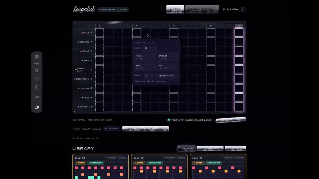 startuptile loopclub-The shared drum machine to jam with strangers or with Claude