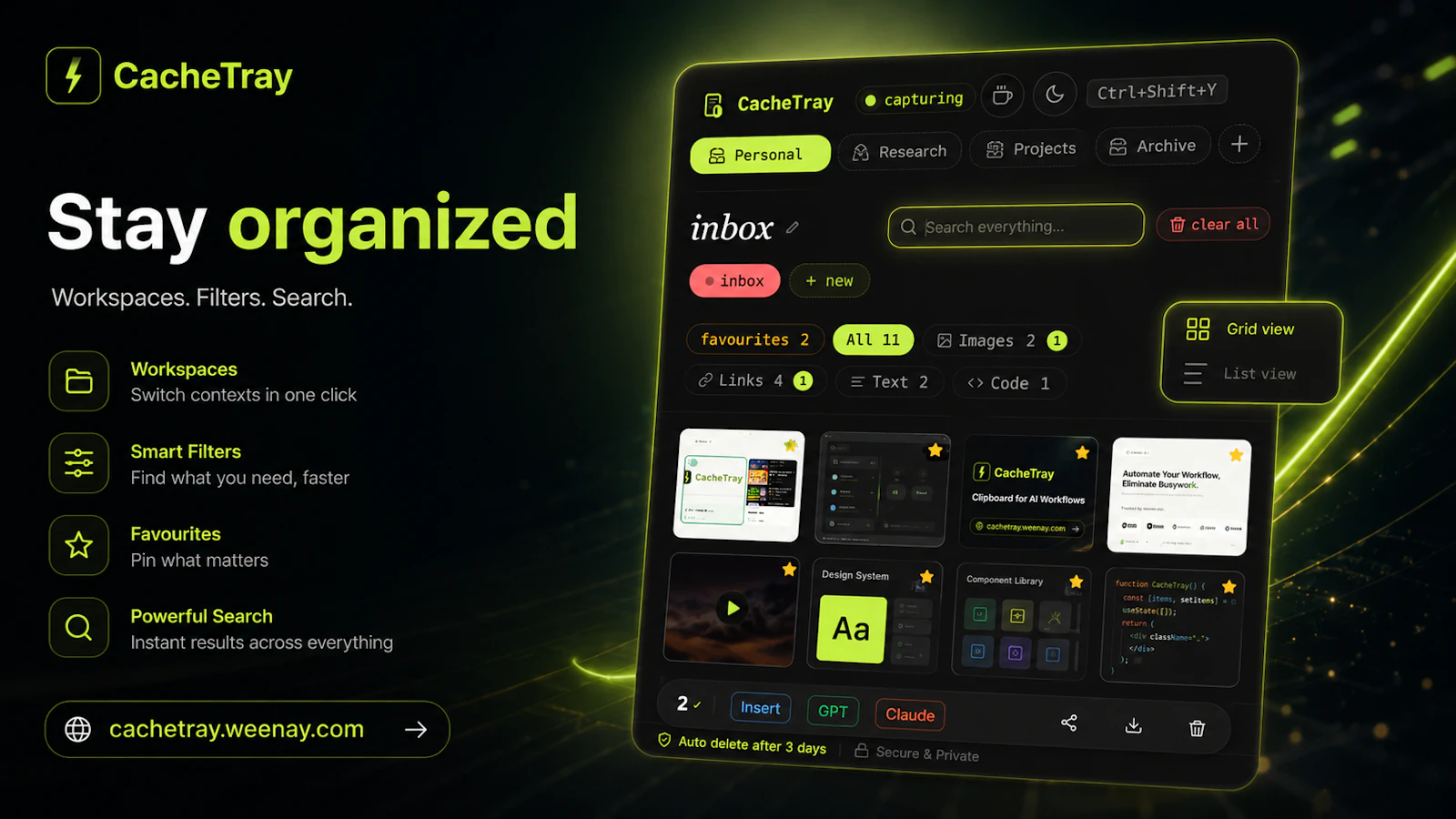 CacheTray screenshot 1