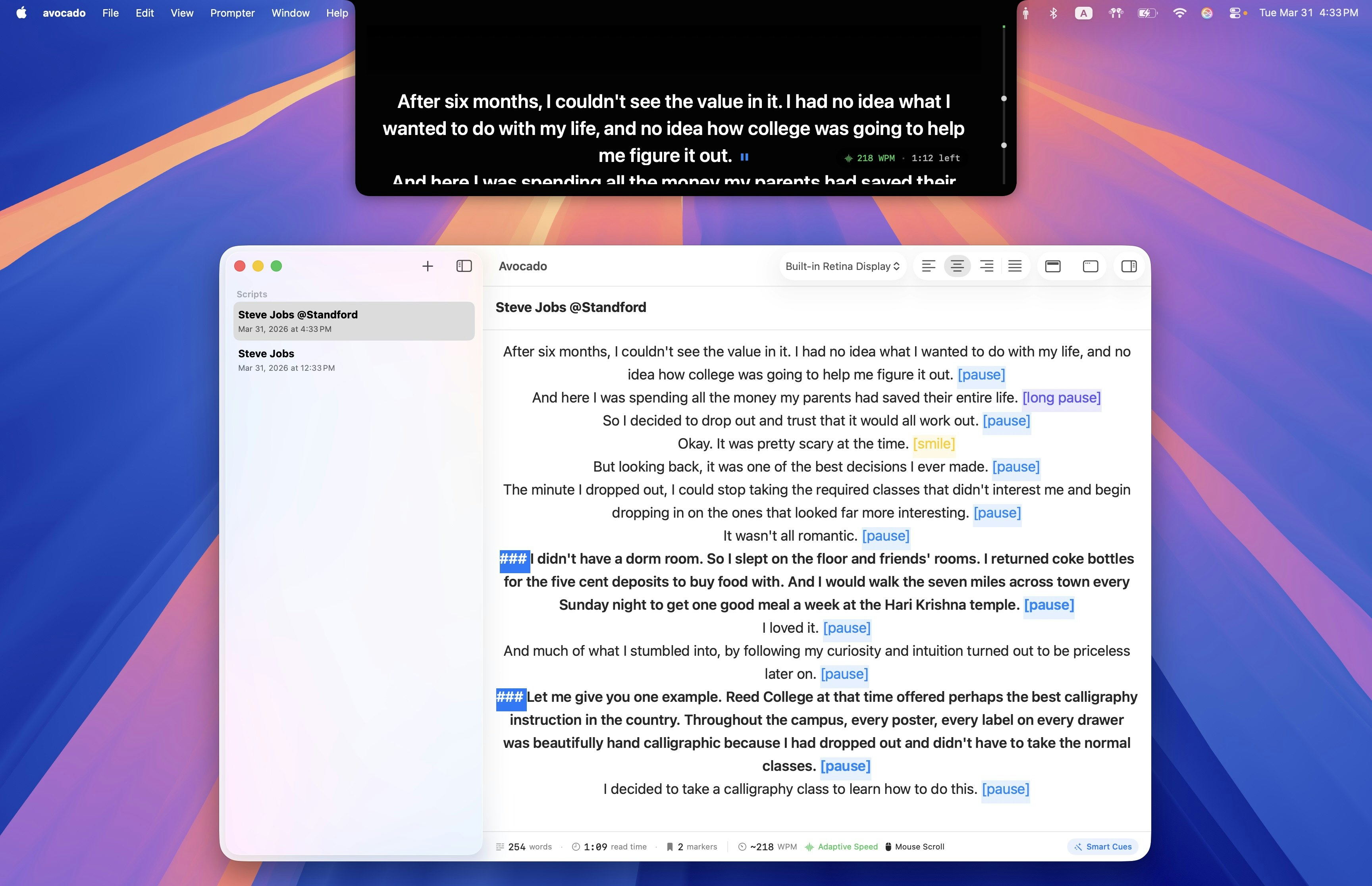 Avocado, invisible prompter for Mac gallery image