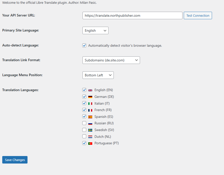 Libre Translate for WordPress gallery image