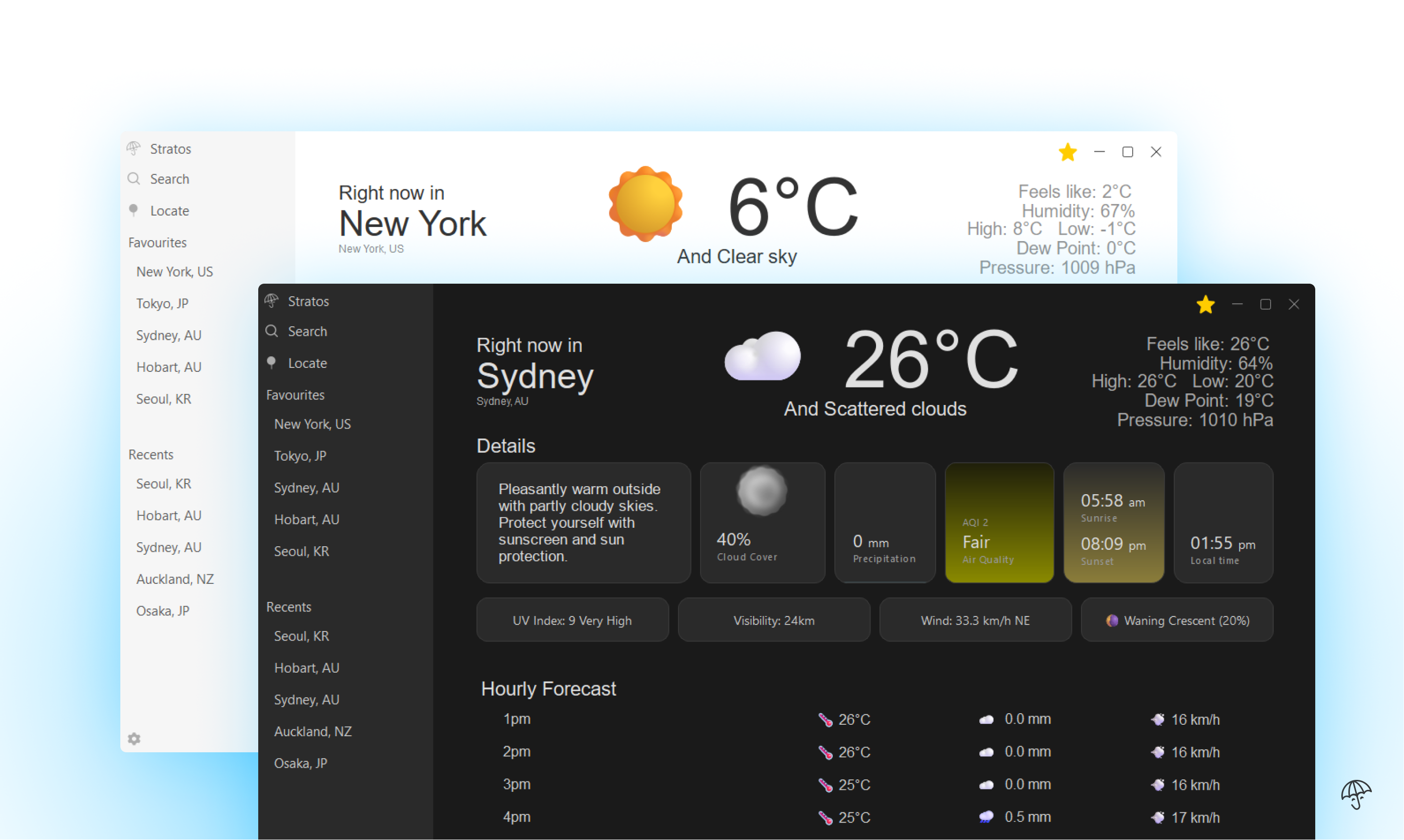 Stratos Weather - Main product screenshot demonstrating key features and user interface