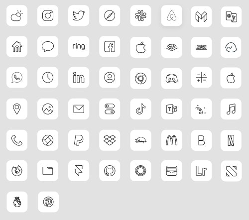 iOS 14 pixel perfect minimalist icon set gallery image