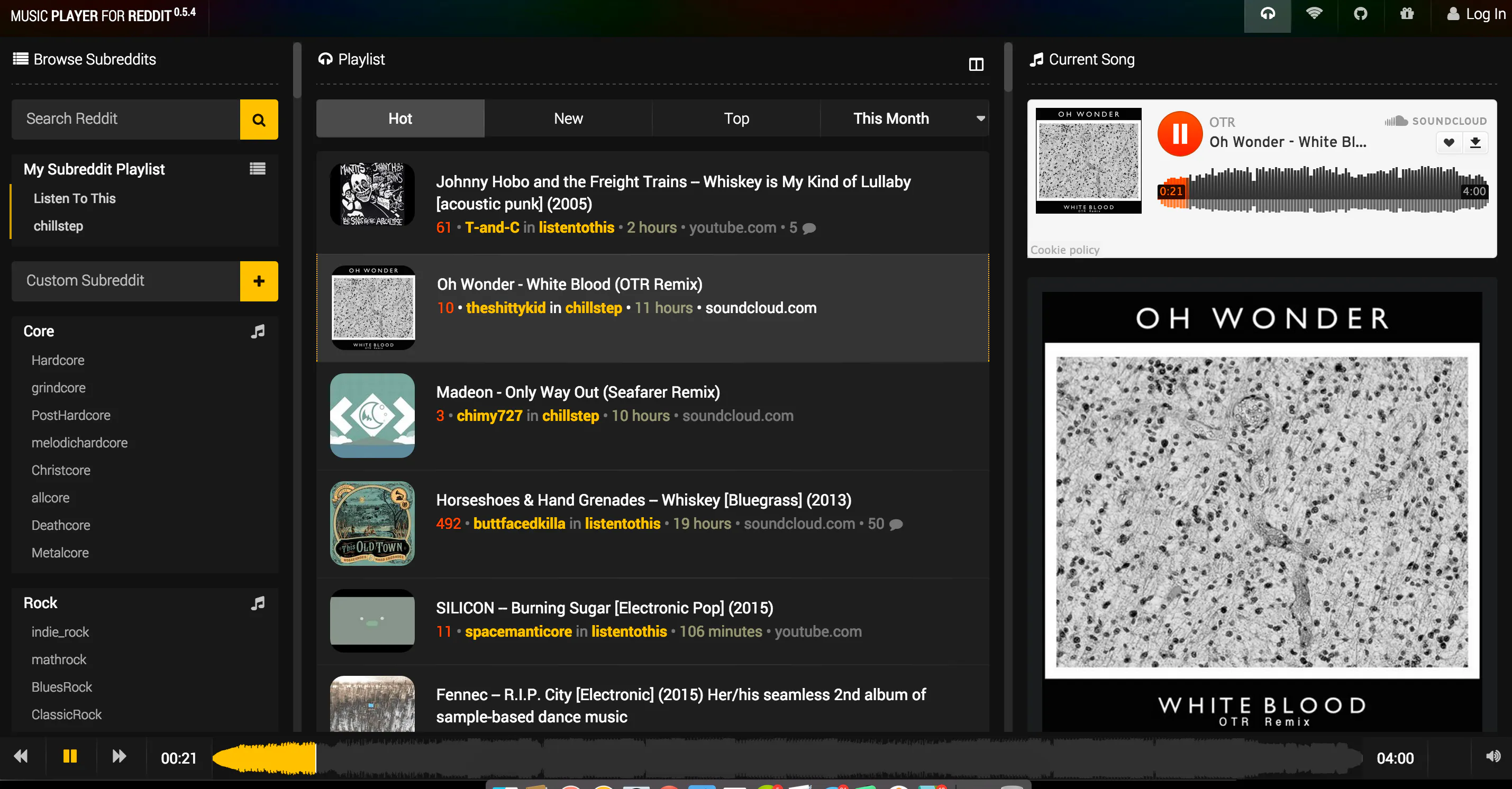 Music Player for Reddit