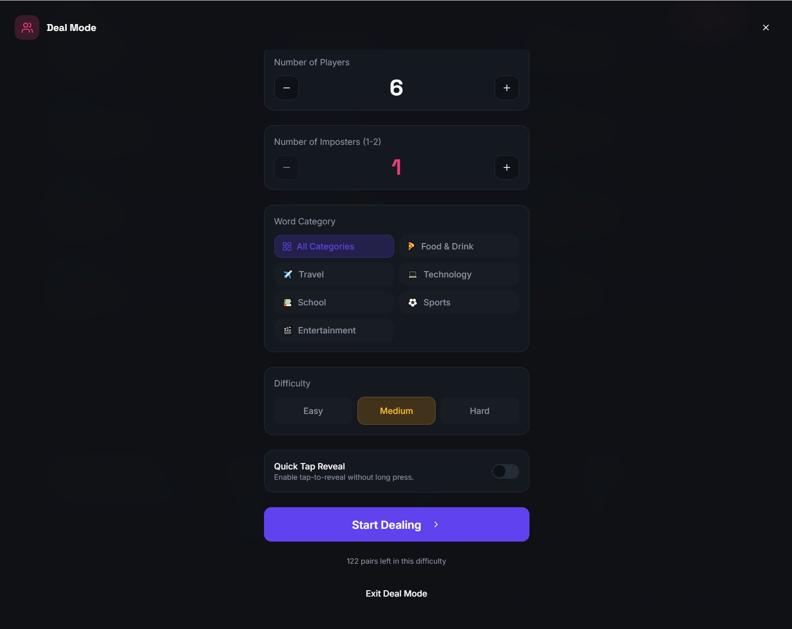 Imposter Game Words - Screenshot 2 showing product features and functionality