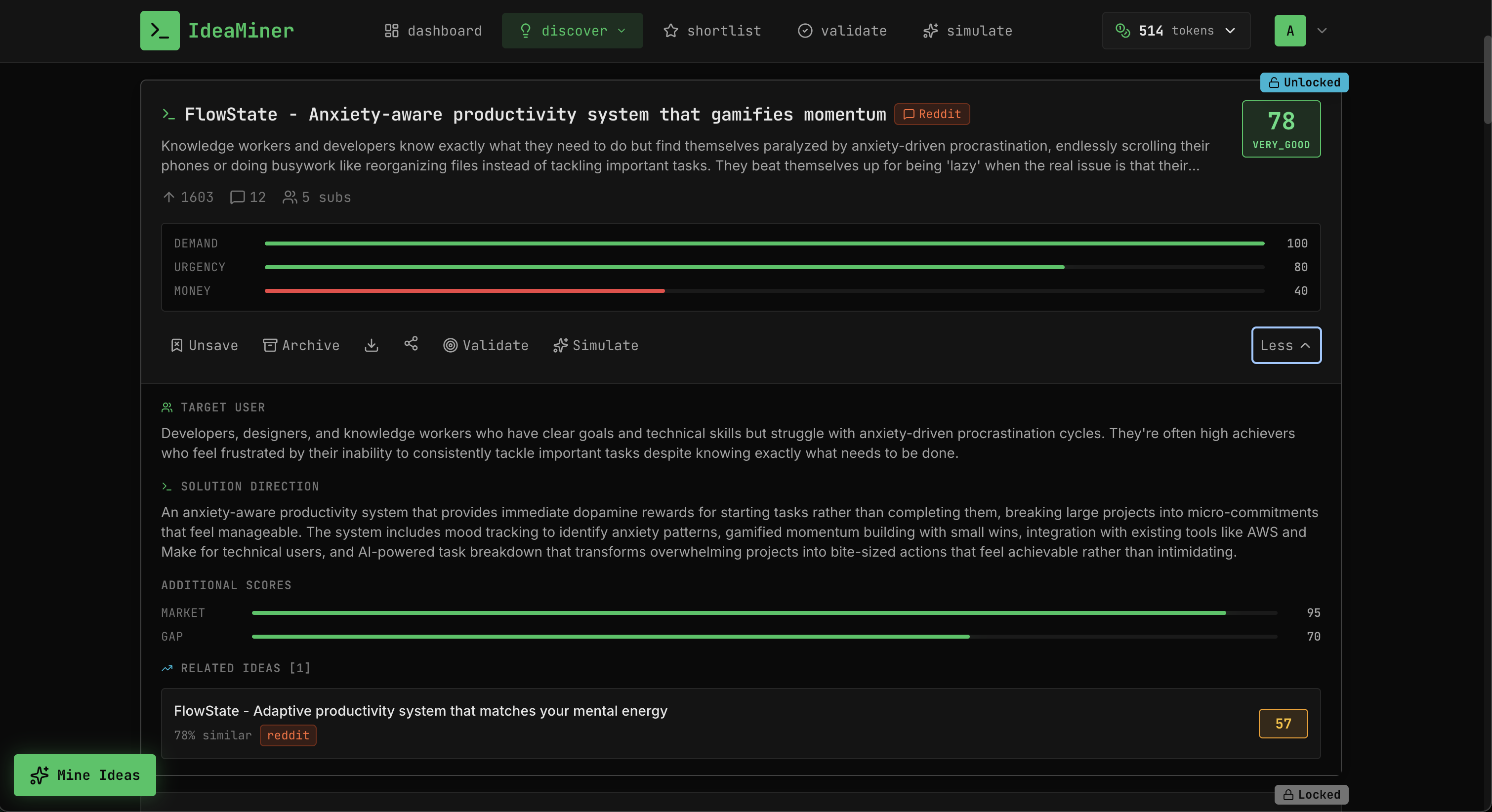ideaminer  - Screenshot 5 showing product features and functionality