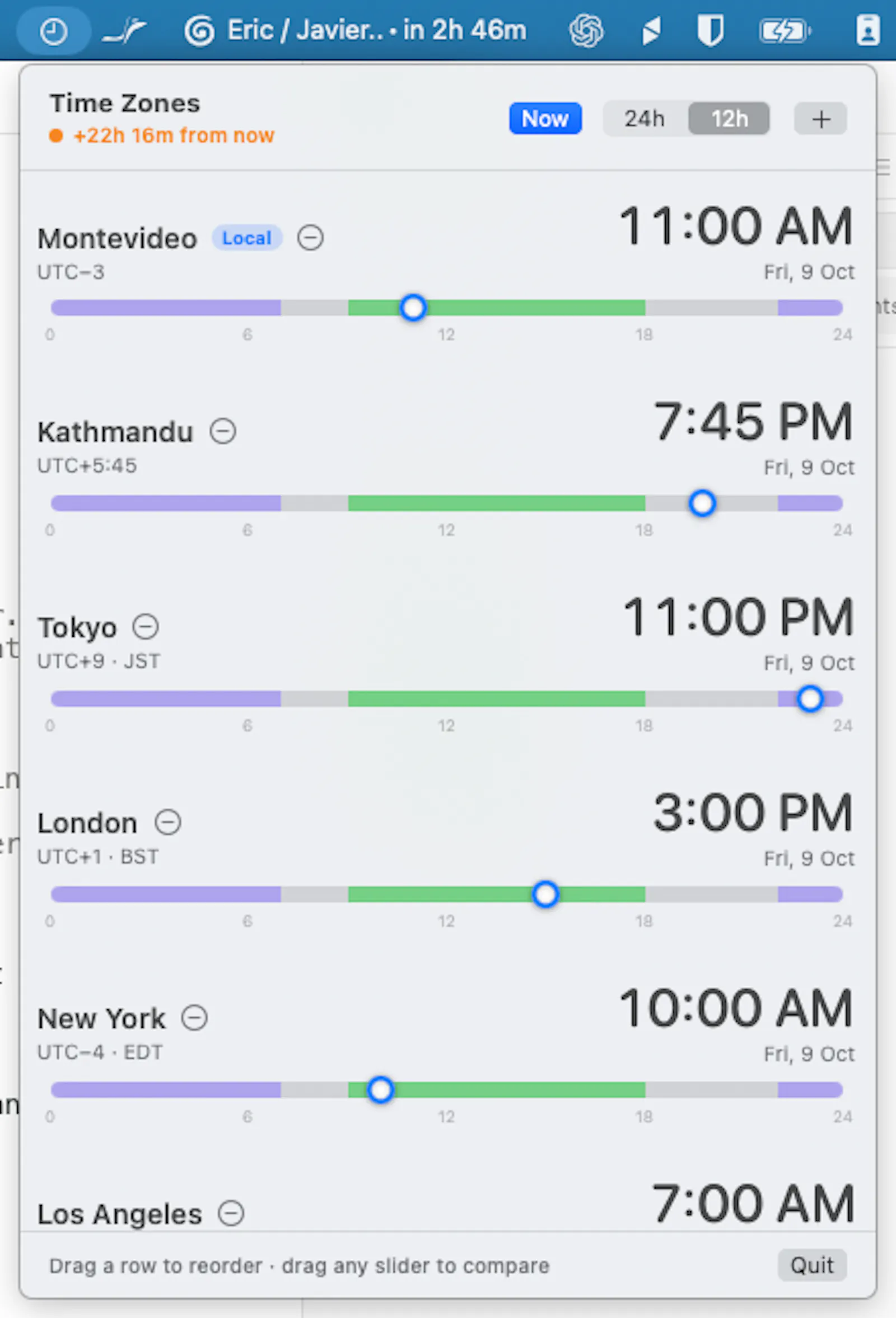 TimeZoneBar screenshot 1