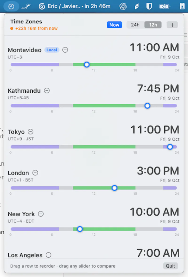 TimeZoneBar screenshot 1