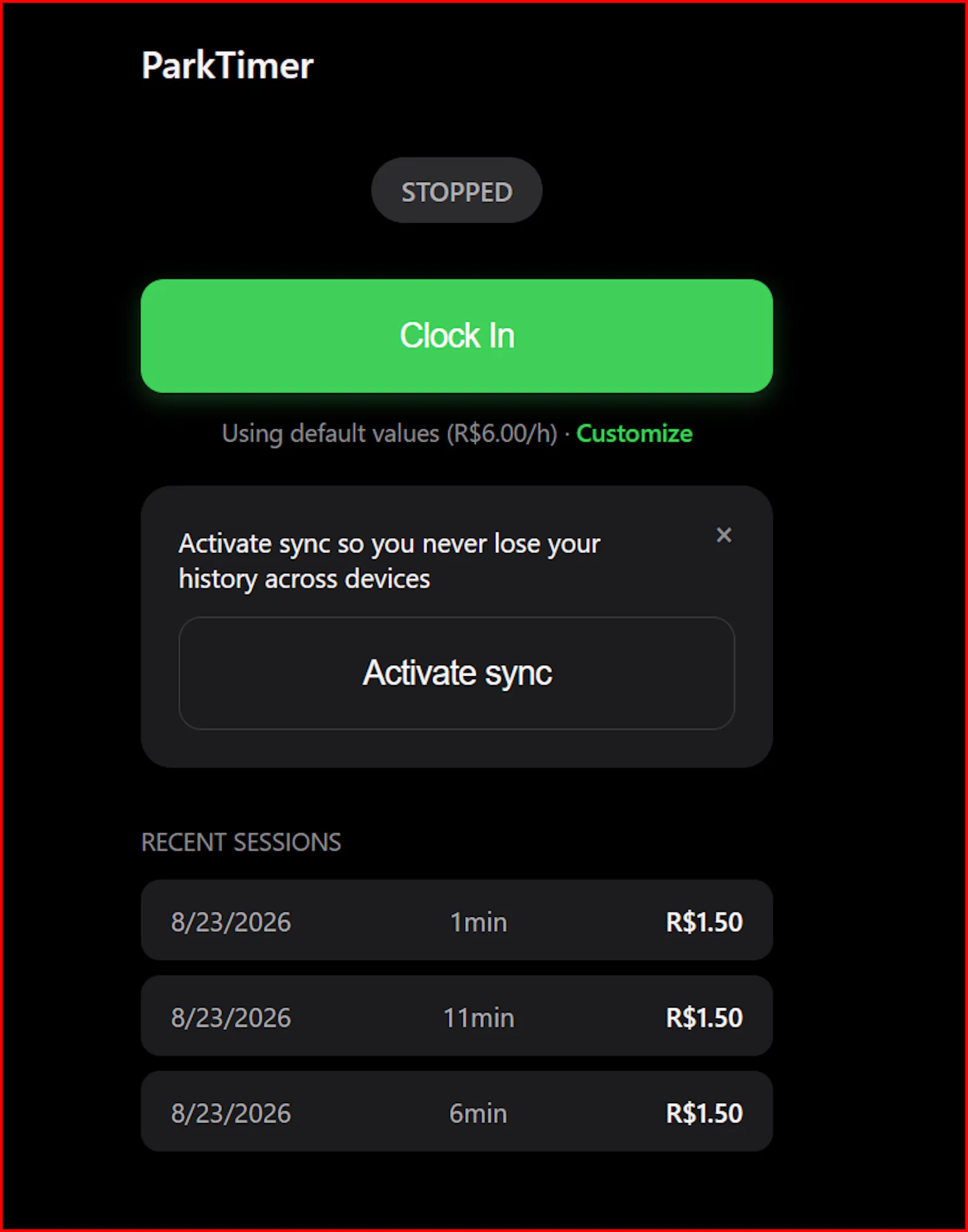 ParkTimer screenshot 2