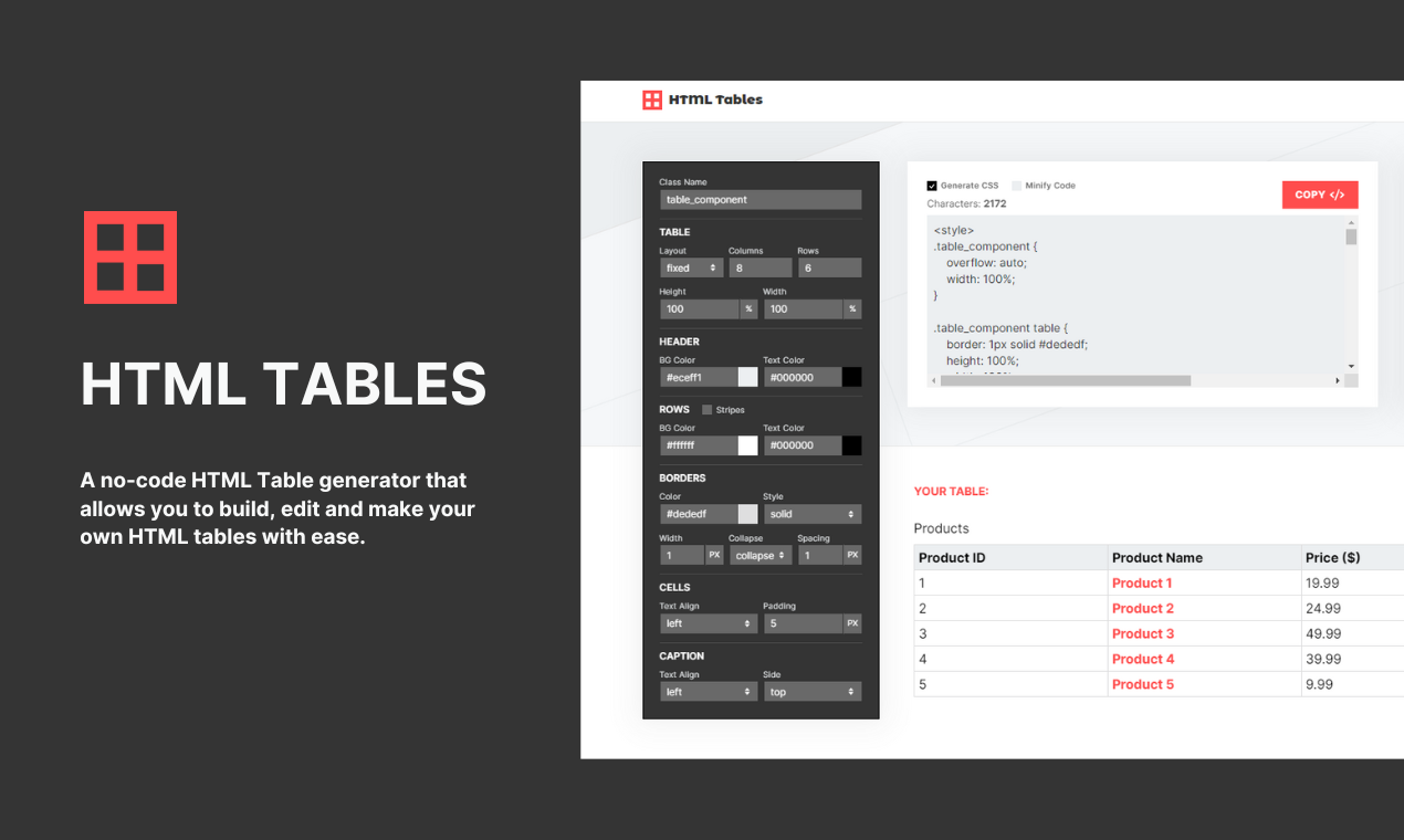 Générateur de table HTML media 2