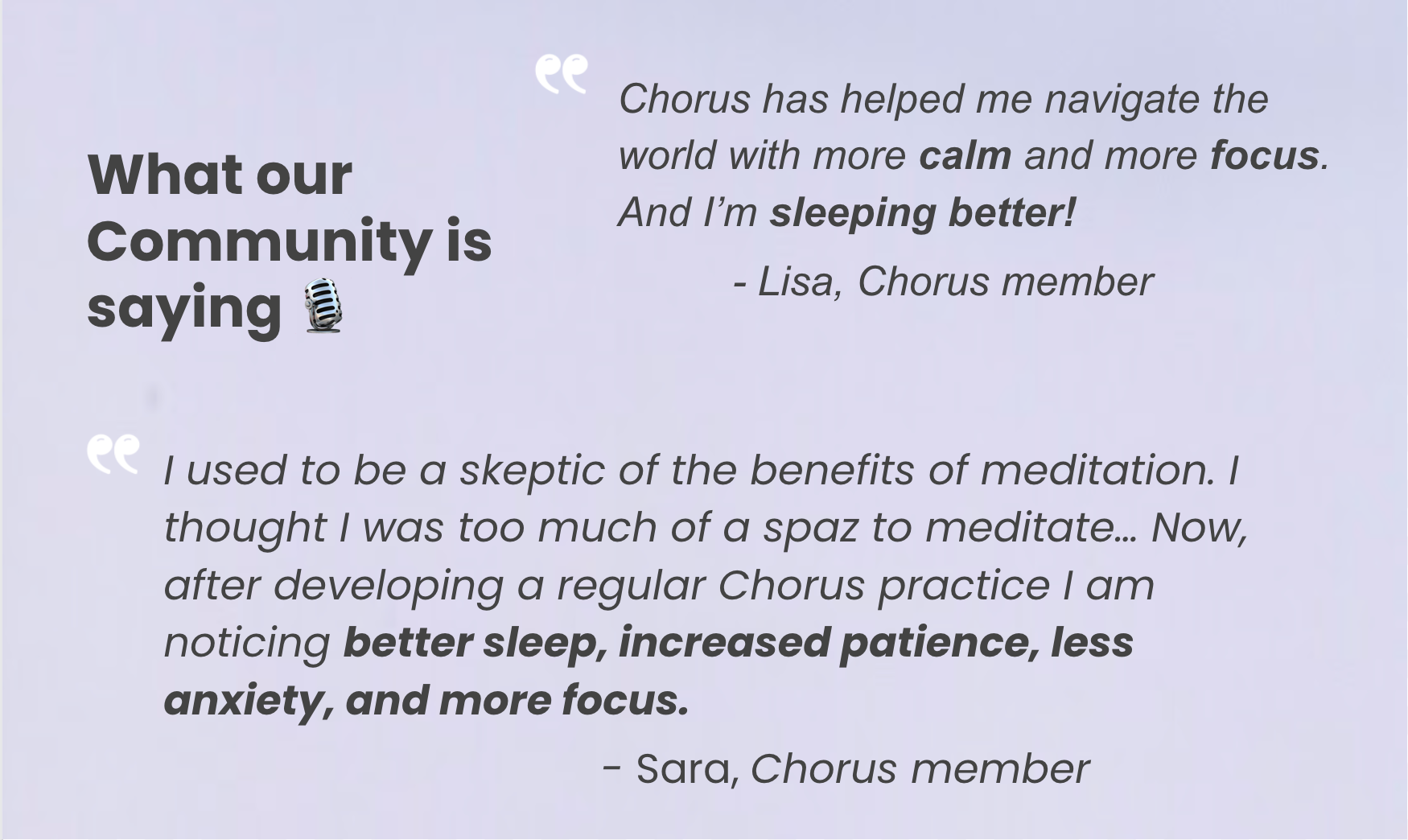 Chorus Meditation Breathe to the beat of your favorite music, with