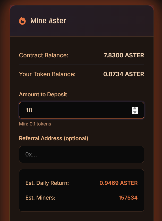Média Asterner ⛏️ le mien à gagner sur BSC - Mine Aster, maximiser les rendements 3