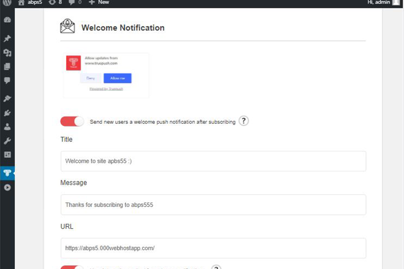 Truepush Wordpress Plugin gallery image