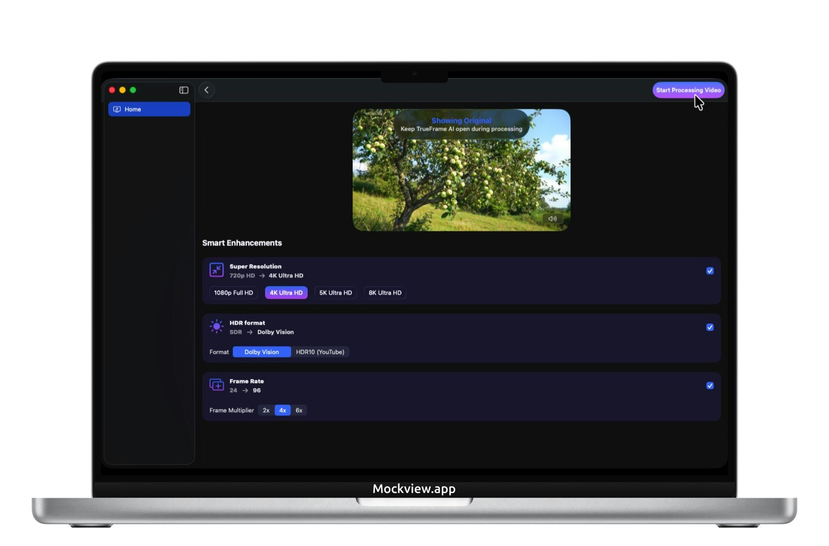 Mídia 3 de IA TrueFrame - Video Enhancer – Upscale, HDR, Nitidez, FPS Suave