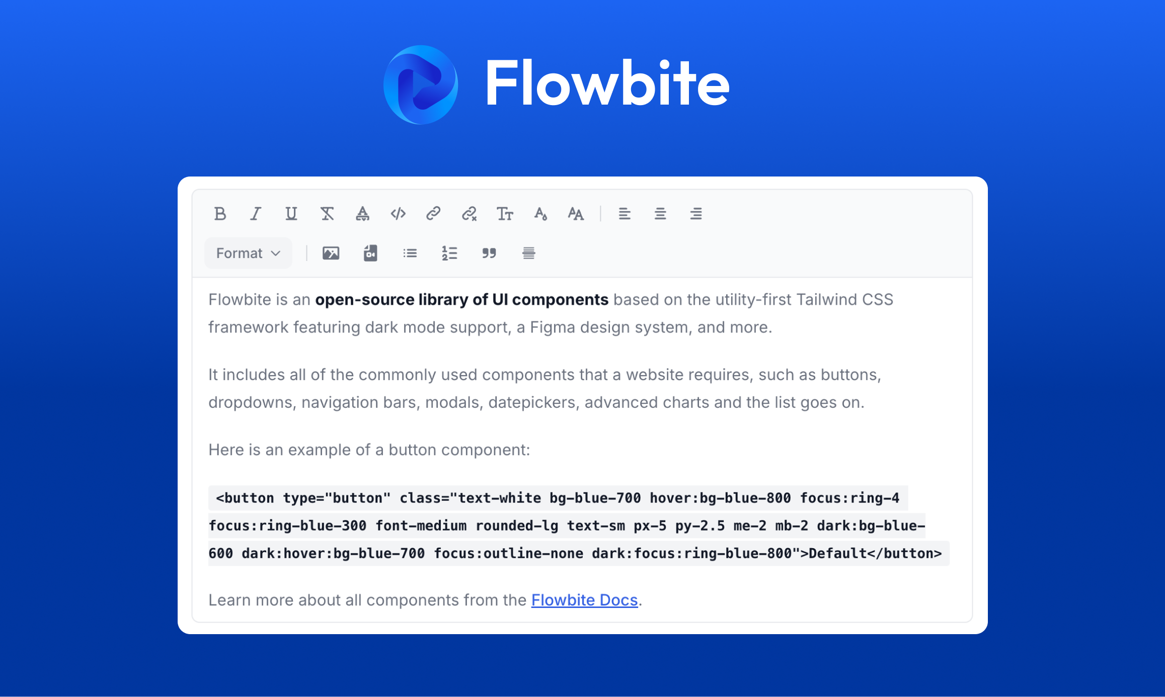 startuptile Flowbite WYSIWYG-Open-source text editor with Tailwind CSS