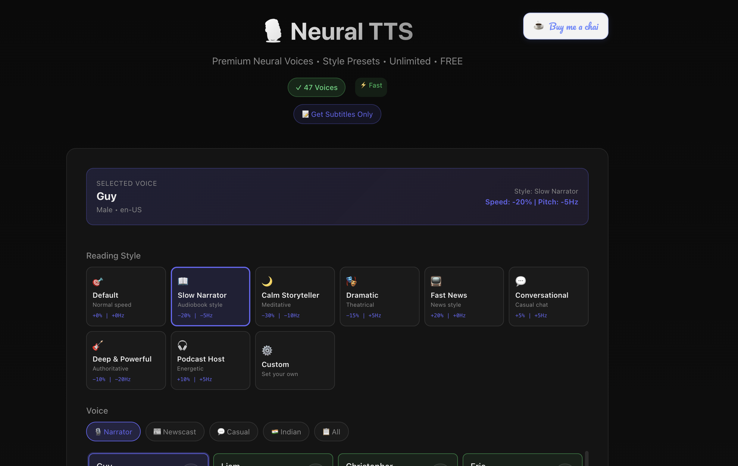 Unlimited Free Text to Speech - Screenshot 2 showing product features and functionality