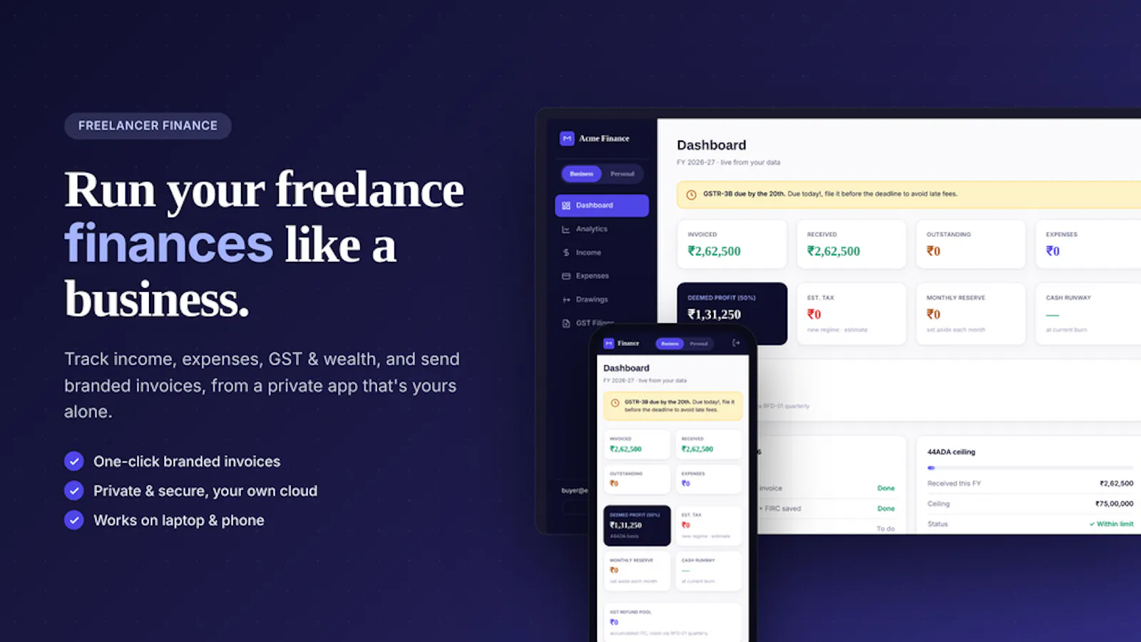 Freelancer Finance  screenshot 1