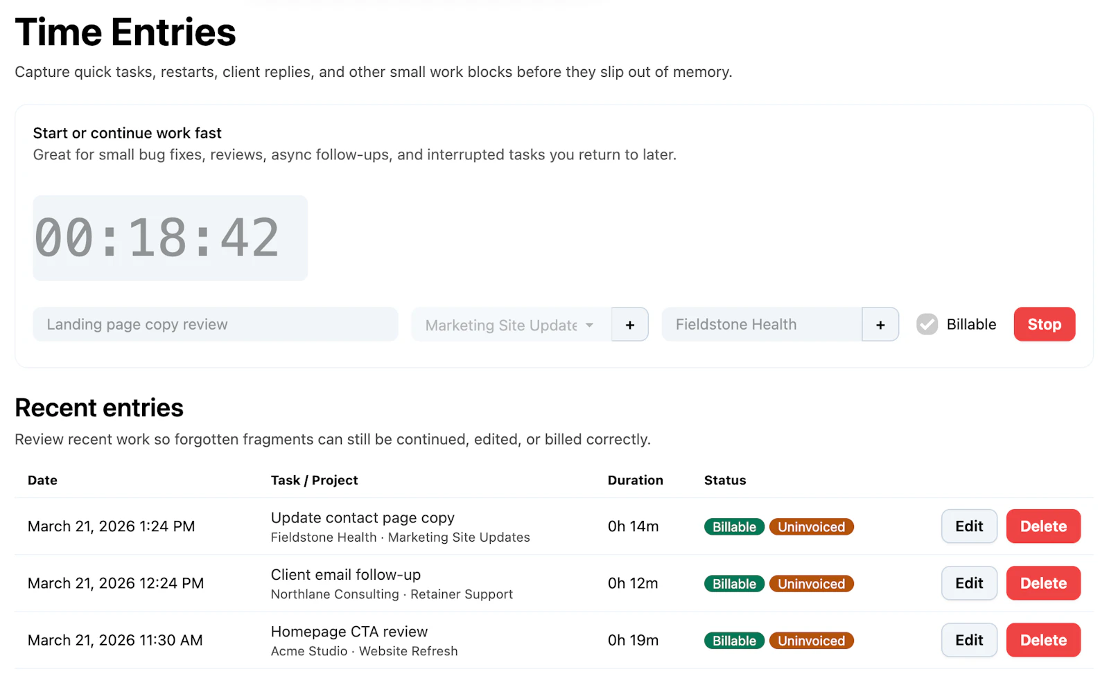 SoloHours screenshot 2
