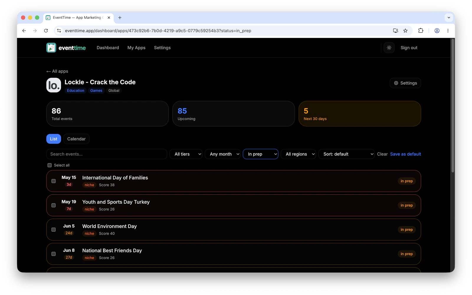 EventTime screenshot 5