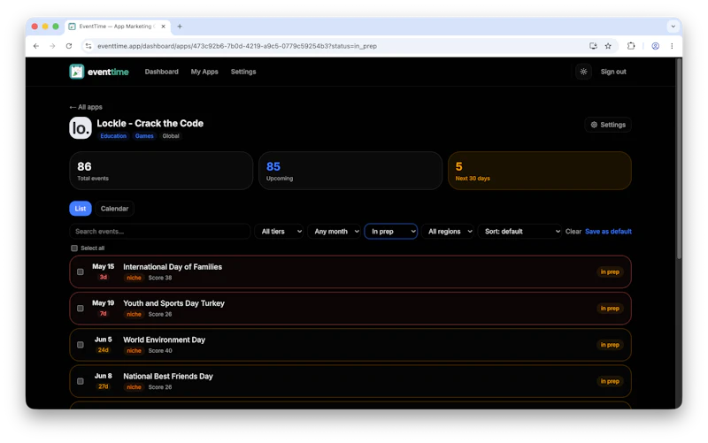 EventTime screenshot 5
