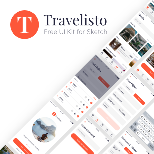 Travelisto Free UI Kit for Sketch