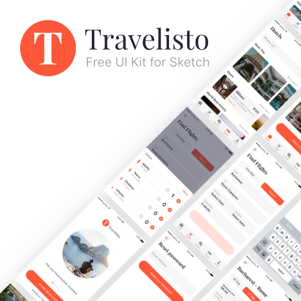 Travelisto Free UI Kit for Sketch