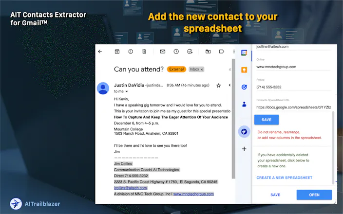 AIT Contacts Extractor for Gmail™ gallery image