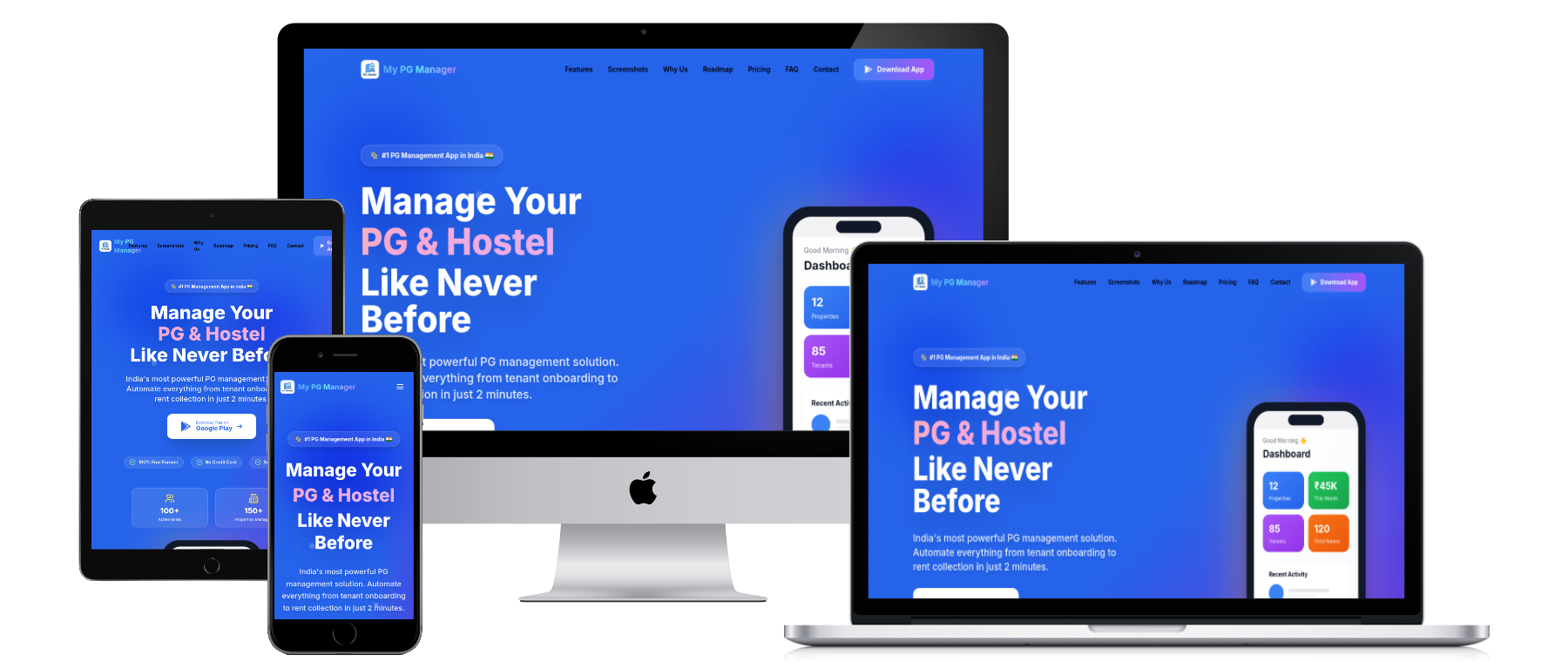 My PG Manager - Main product screenshot demonstrating key features and user interface