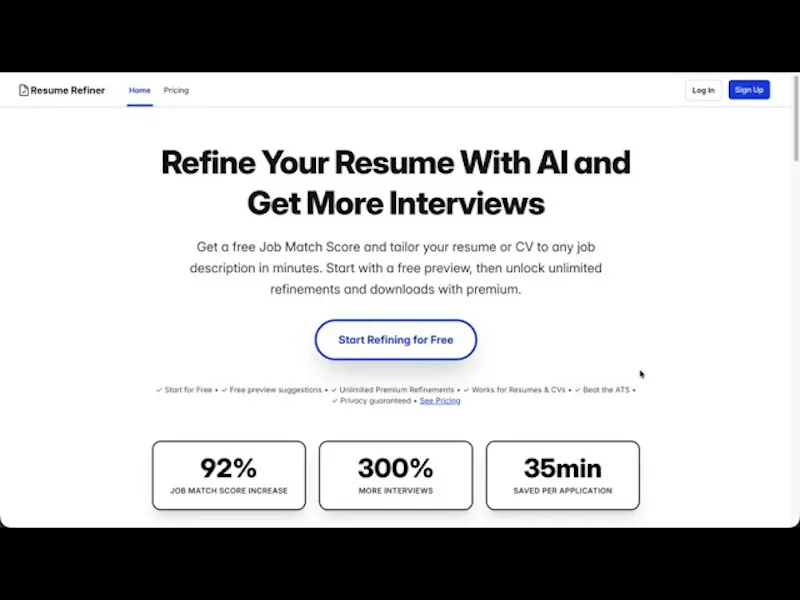 Resume Refiner AI screenshot 1 (video preview)