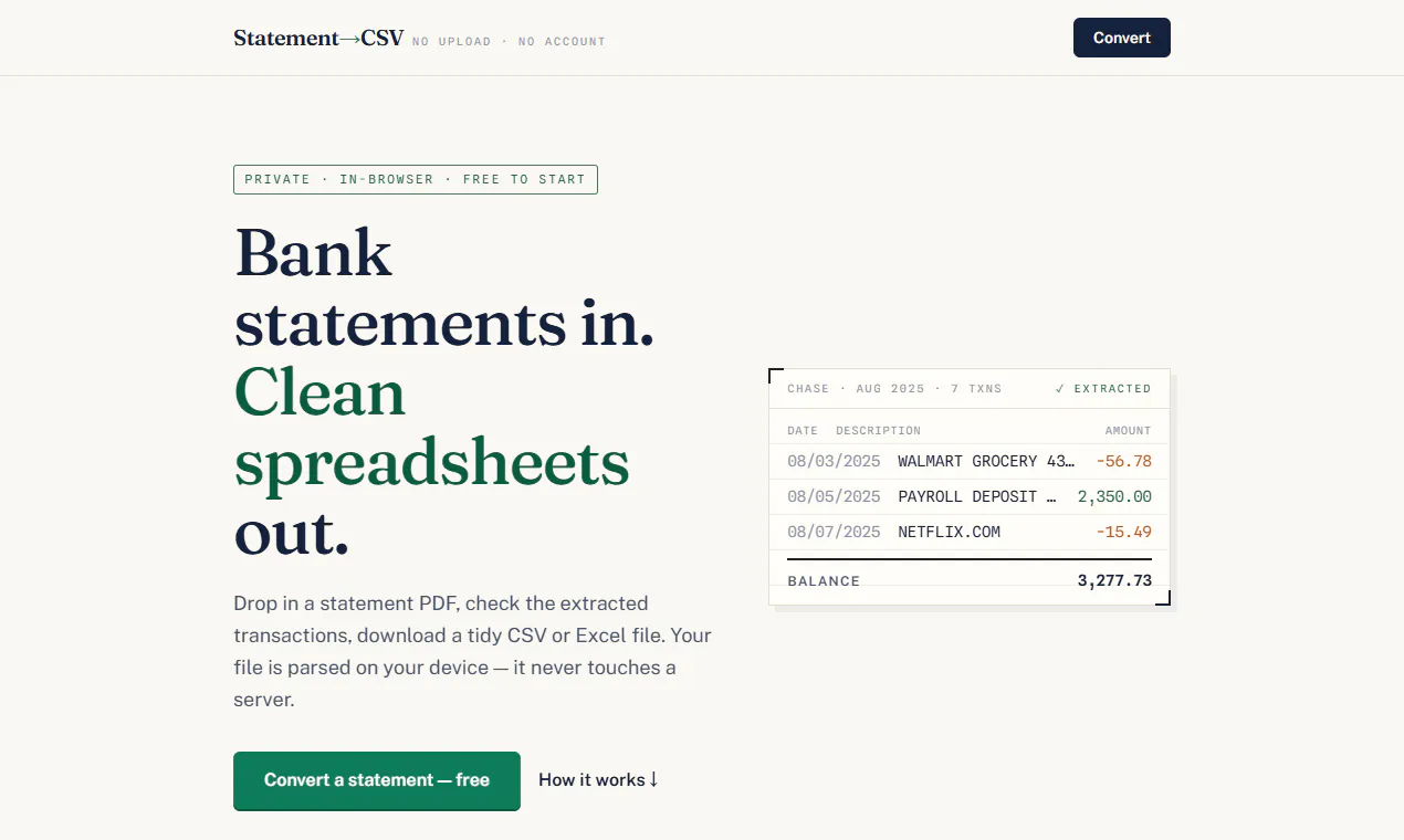 StatementToCSV gallery image