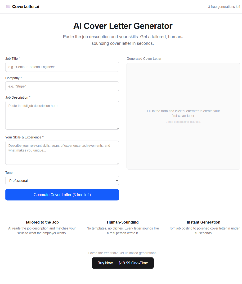 AI Cover Letter Generator gallery image