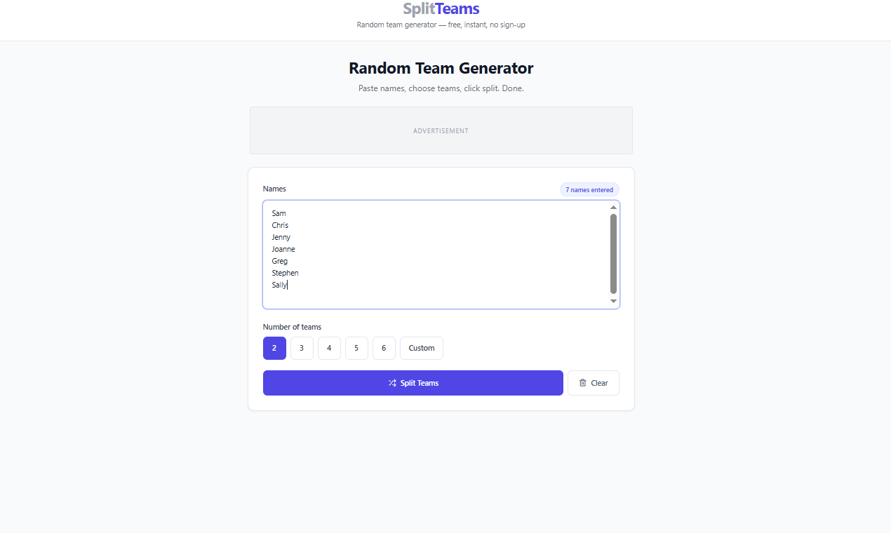 SplitTeams.com gallery image