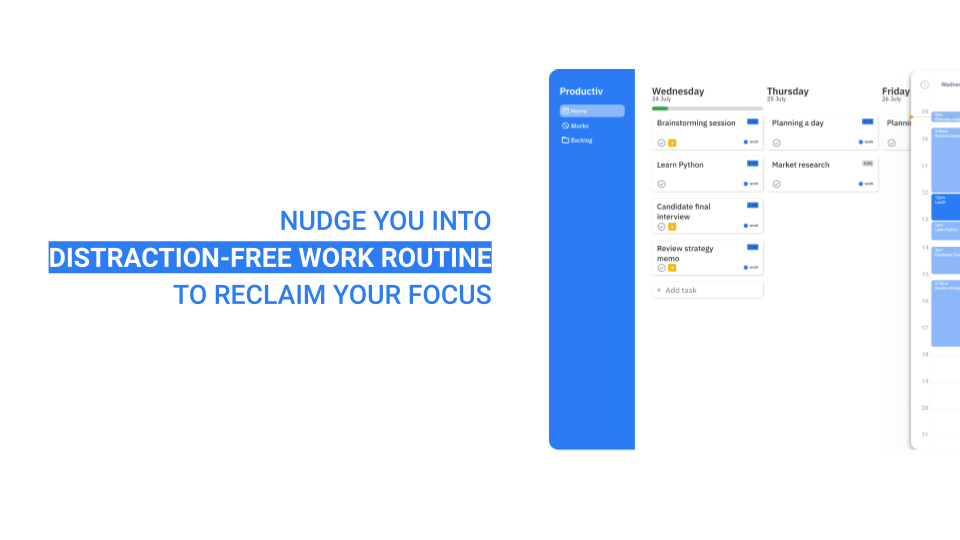 startuptile Productiv.-Reclaim your? focus with distraction-free work routine