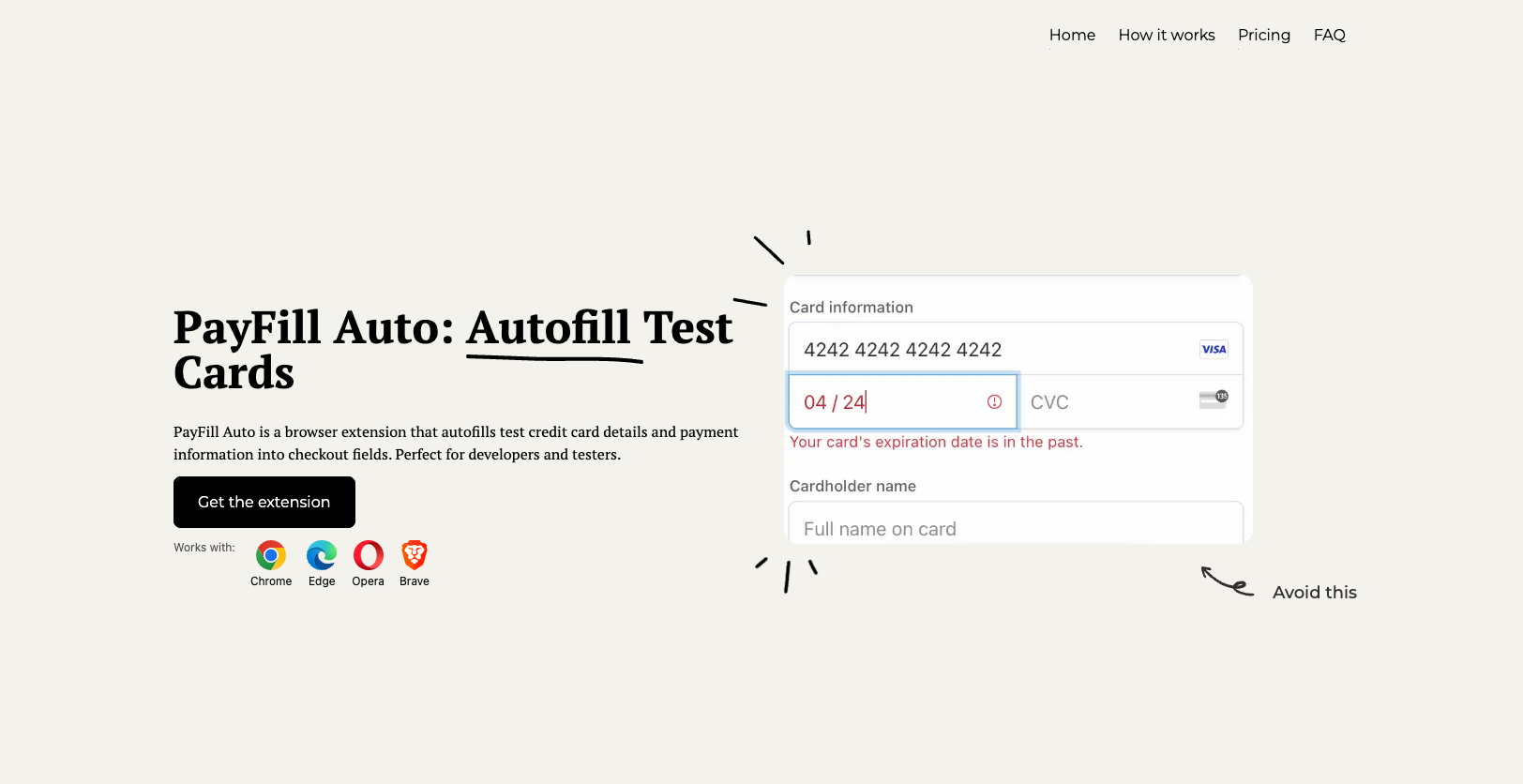 startuptile PayFill Auto-Extension that autofills test card details into fields