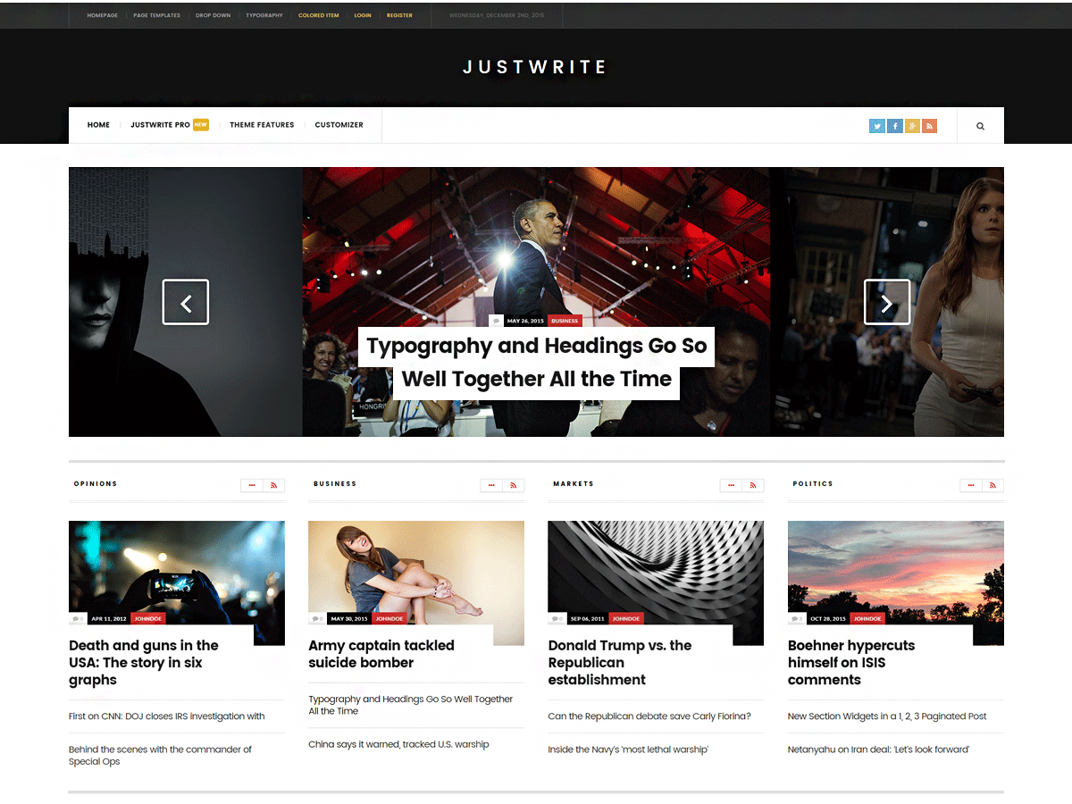 JustWrite Free WordPress Theme gallery image