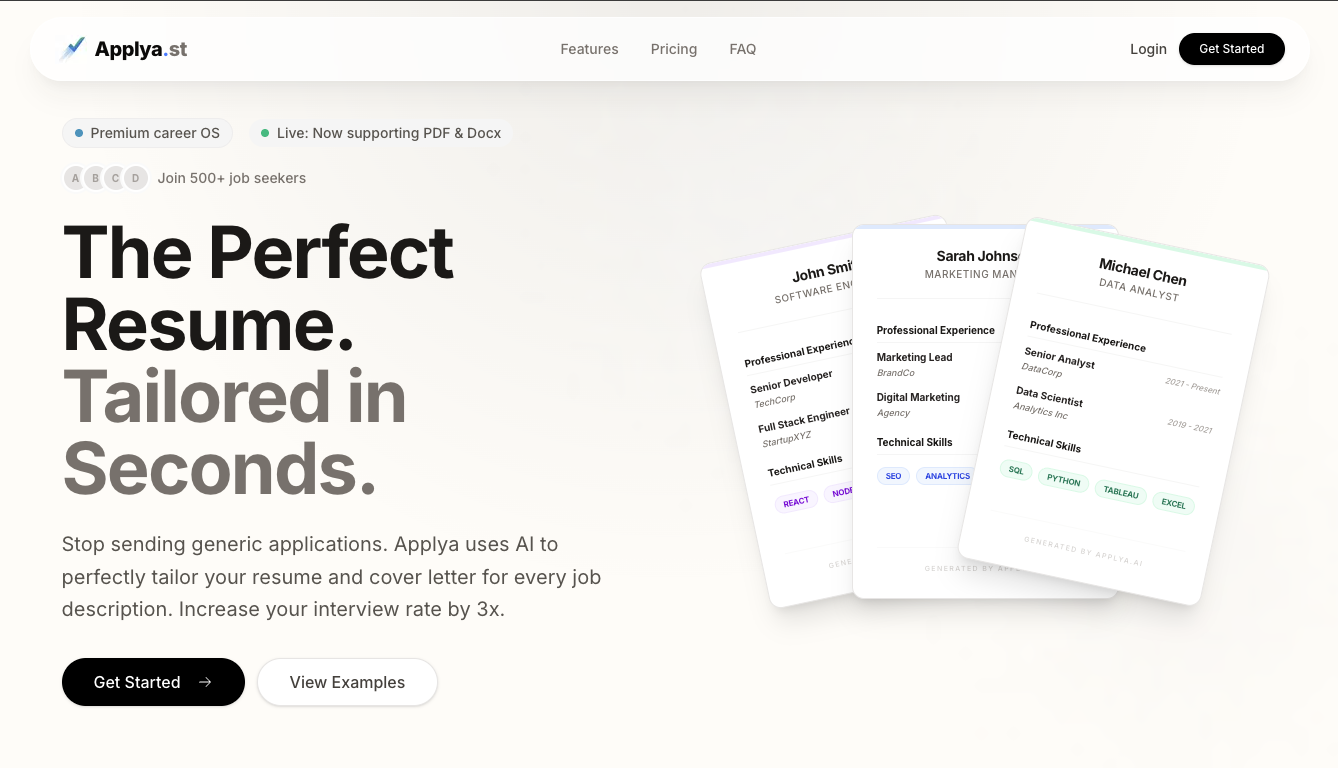 Applya.st - Screenshot 2 showing product features and functionality