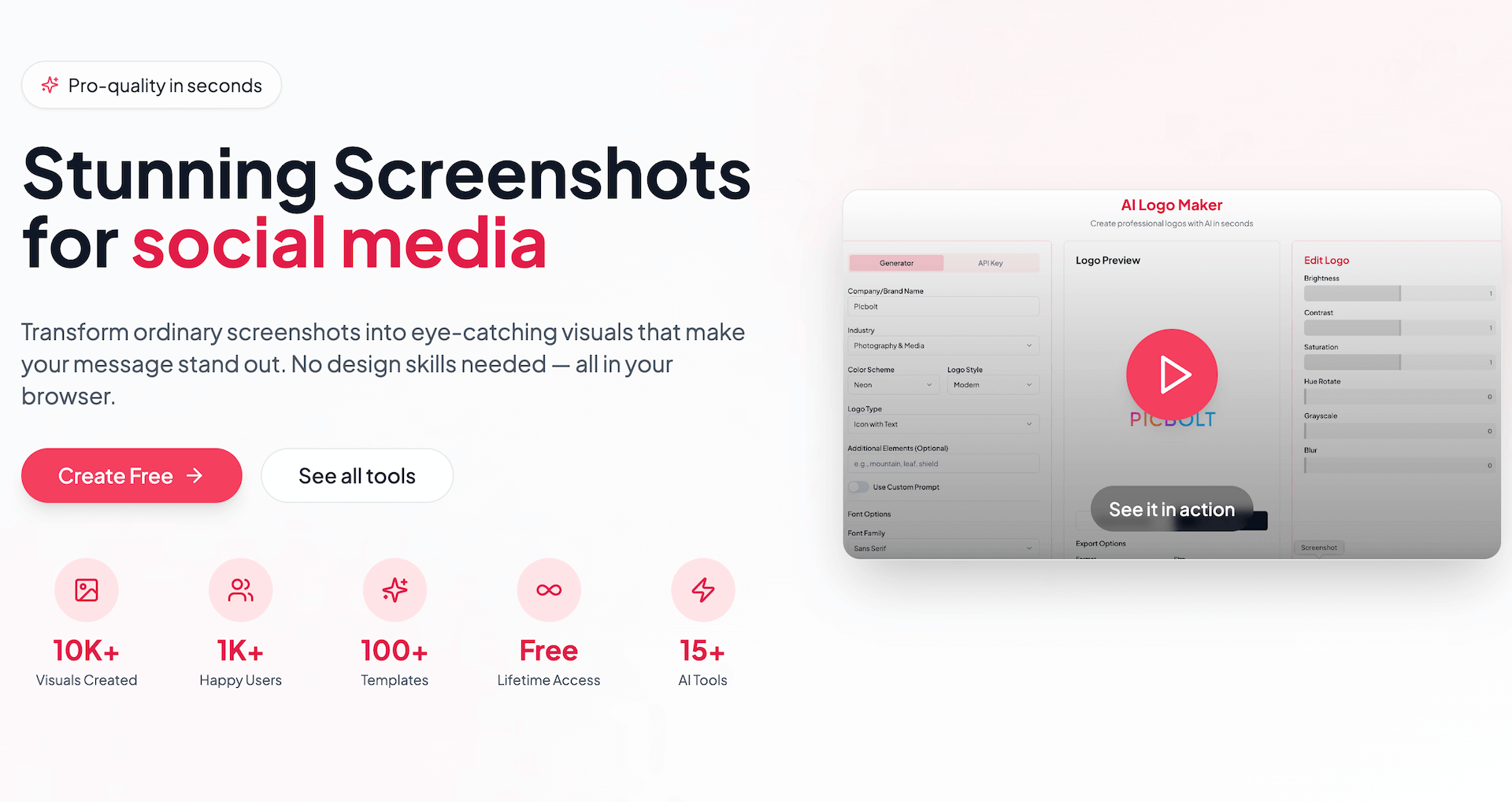 Picbolt - Main product screenshot demonstrating key features and user interface