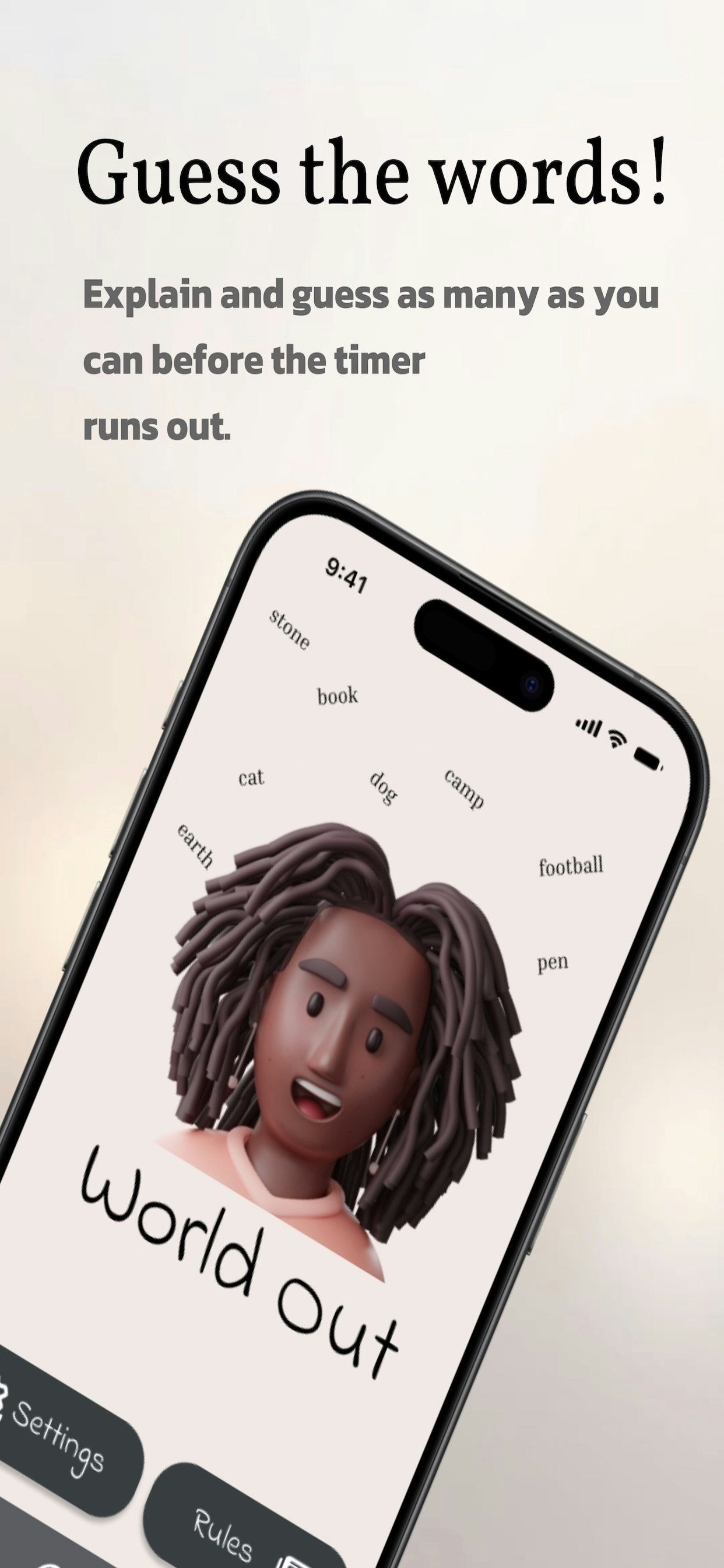 WordOut - Party Game - Main screenshot showing features and interface